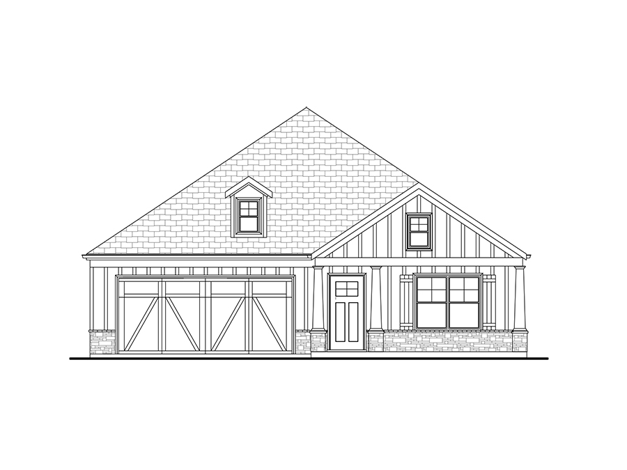 Front elevation of the available Hadley homeplan at Echols Farm in Hiram GA